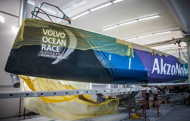 AkzoNobel boat being painted at the Boatyard