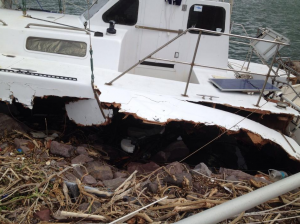 boat damaged by hurricane